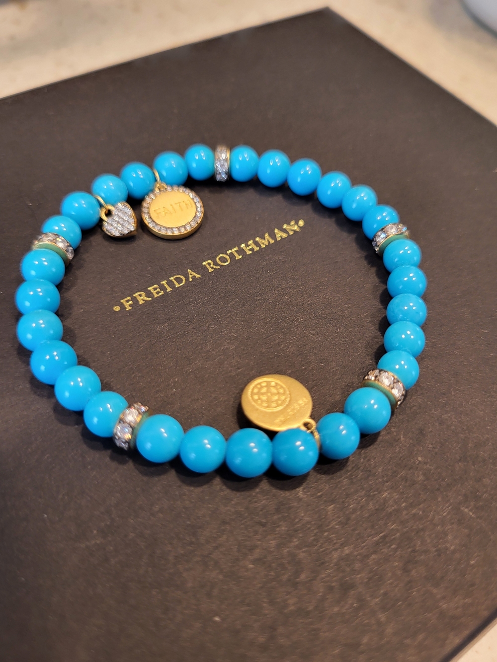 Freida Rothman Turqoise Sentiments Bracelet In "FAITH" - Picture 2 of 2